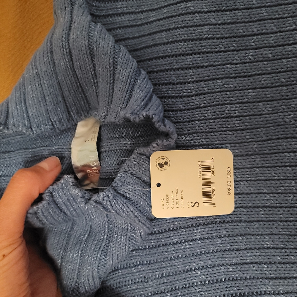 Free People Blue Ribbed Sweater